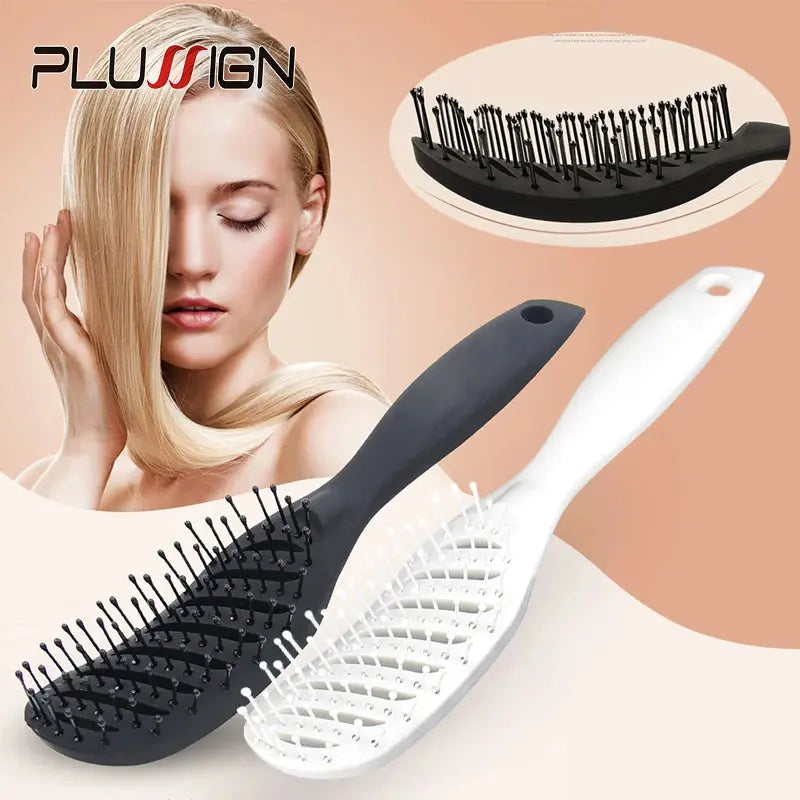Styling Curly Hair Brush Salon Massager Comb Brush Detangling Drying Brush Anti Static Curved Vent Brush Scalp Massage Comb My store