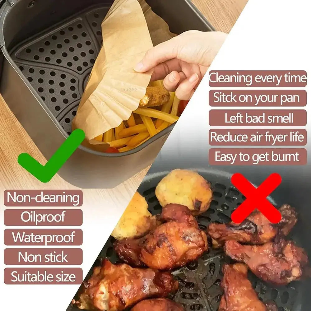 Air Fryer Paper Disposable Airfrying Baking Paper Round Square Air Fryer Liners Non - Stick Air Fryer Disposable Paper 50/100pcs - LUXURY CLOTHESMy store Air Fryer Paper Disposable Airfrying Baking Paper Round Square Air Fryer Liners Non - Stick Air Fryer Disposable Paper 50/100pcs My store