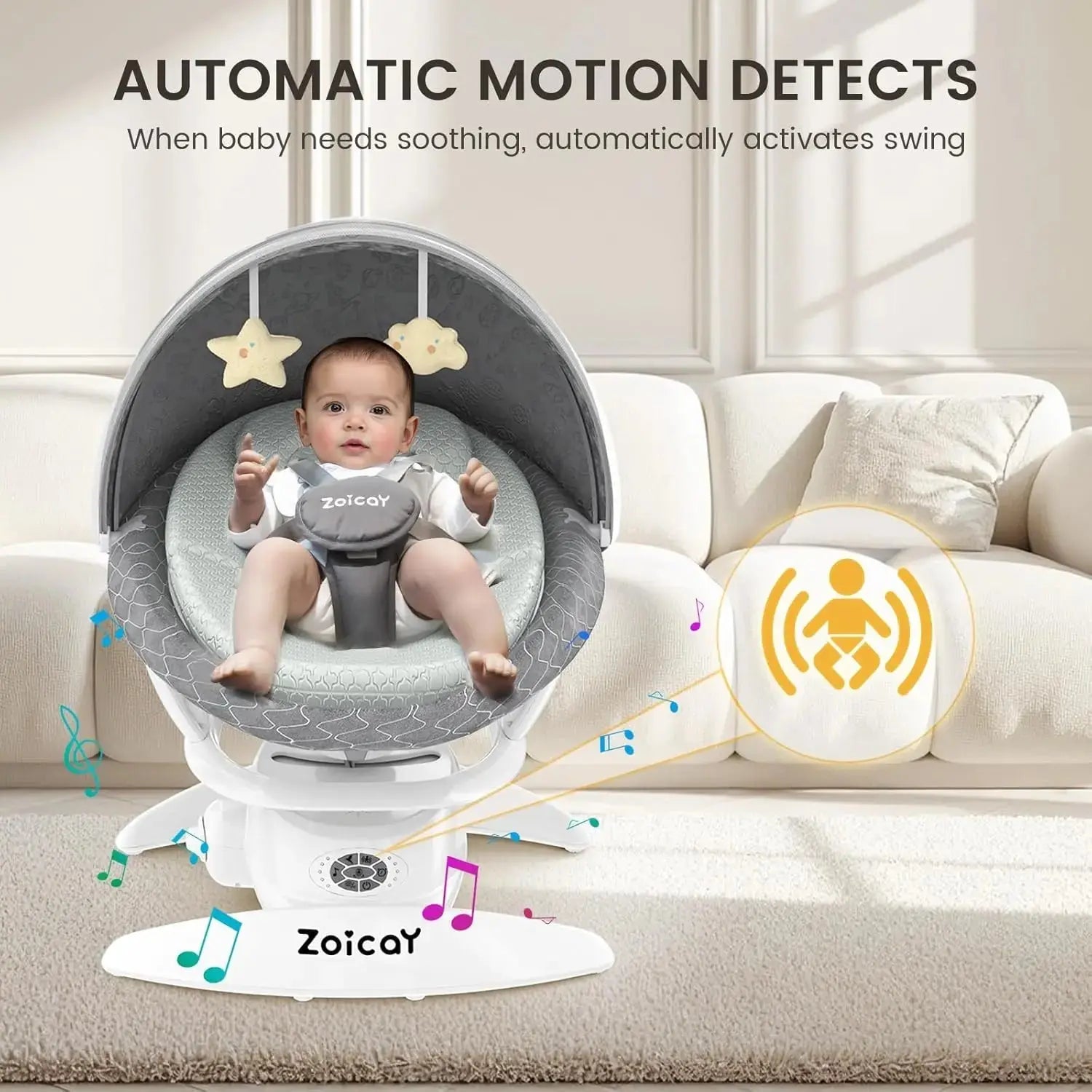 Baby Swing For Infants With Motion Detection, Electric Baby Swing With 3 Swing Modes, 12 Lullabies 5 - Speeds - LUXURY CLOTHESMy StoreBaby Swing For Infants With Motion Detection, Electric Baby Swing With 3 Swing Modes, 12 Lullabies 5 - Speeds My Store