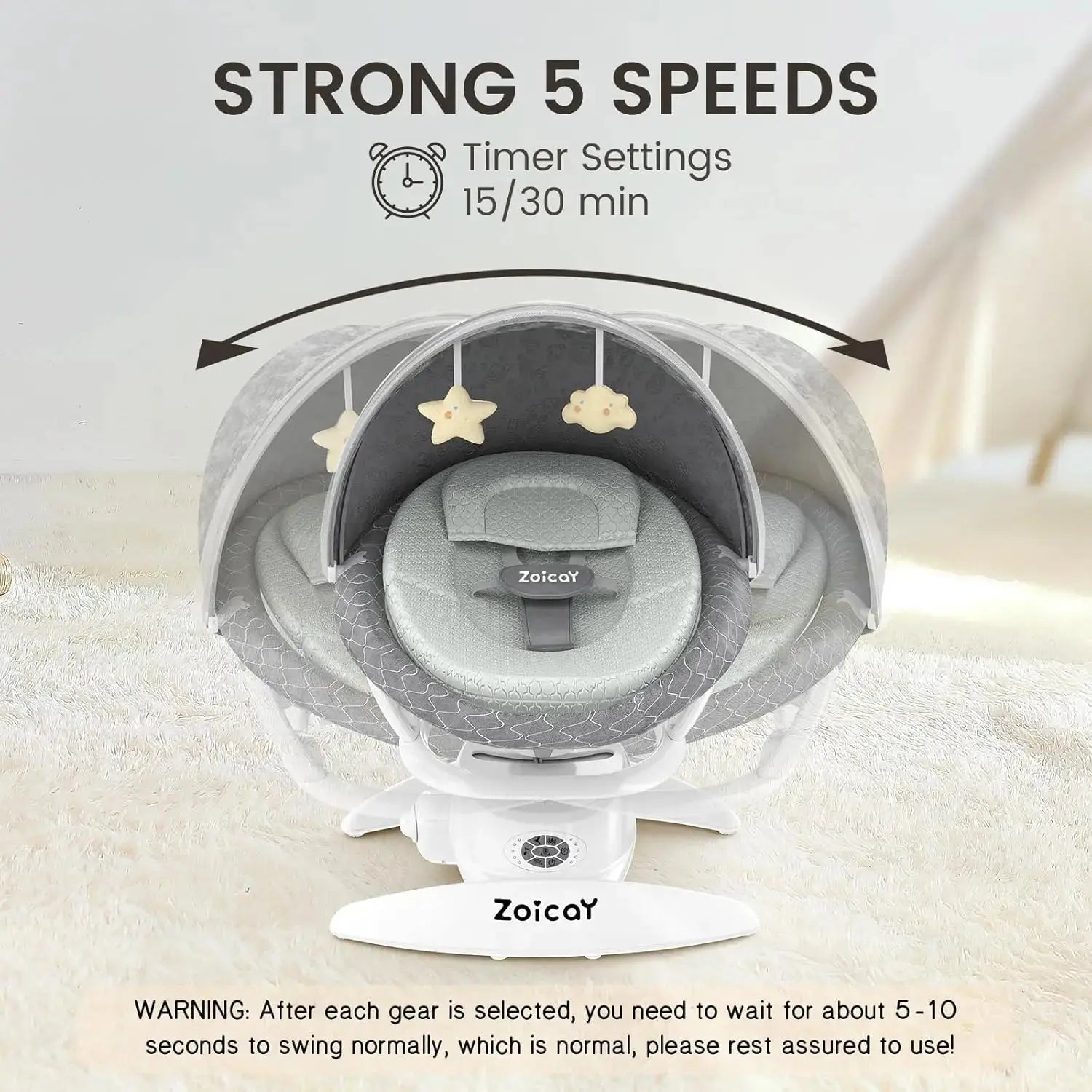 Baby Swing For Infants With Motion Detection, Electric Baby Swing With 3 Swing Modes, 12 Lullabies 5 - Speeds - LUXURY CLOTHESMy StoreBaby Swing For Infants With Motion Detection, Electric Baby Swing With 3 Swing Modes, 12 Lullabies 5 - Speeds My Store