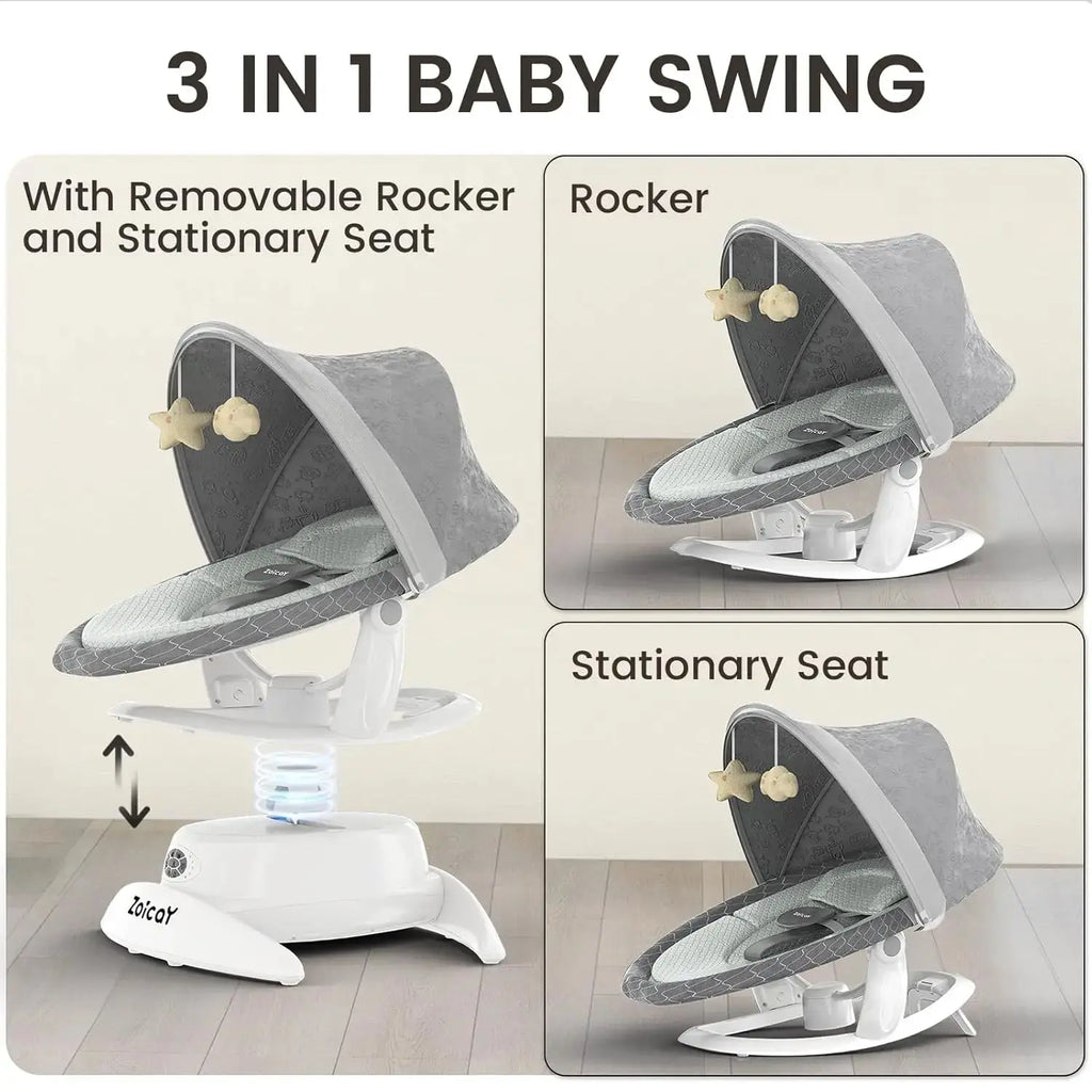 Baby Swing For Infants With Motion Detection, Electric Baby Swing With 3 Swing Modes, 12 Lullabies 5 - Speeds - LUXURY CLOTHESMy StoreBaby Swing For Infants With Motion Detection, Electric Baby Swing With 3 Swing Modes, 12 Lullabies 5 - Speeds My Store