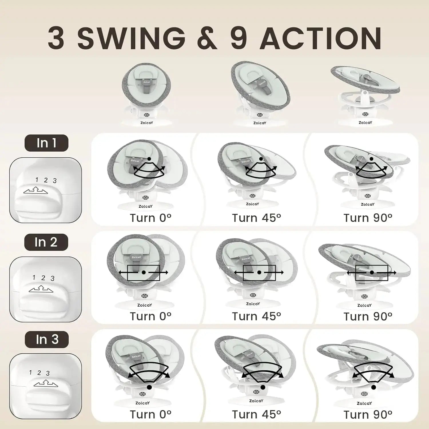 Baby Swing For Infants With Motion Detection, Electric Baby Swing With 3 Swing Modes, 12 Lullabies 5 - Speeds - LUXURY CLOTHESMy StoreBaby Swing For Infants With Motion Detection, Electric Baby Swing With 3 Swing Modes, 12 Lullabies 5 - Speeds My Store