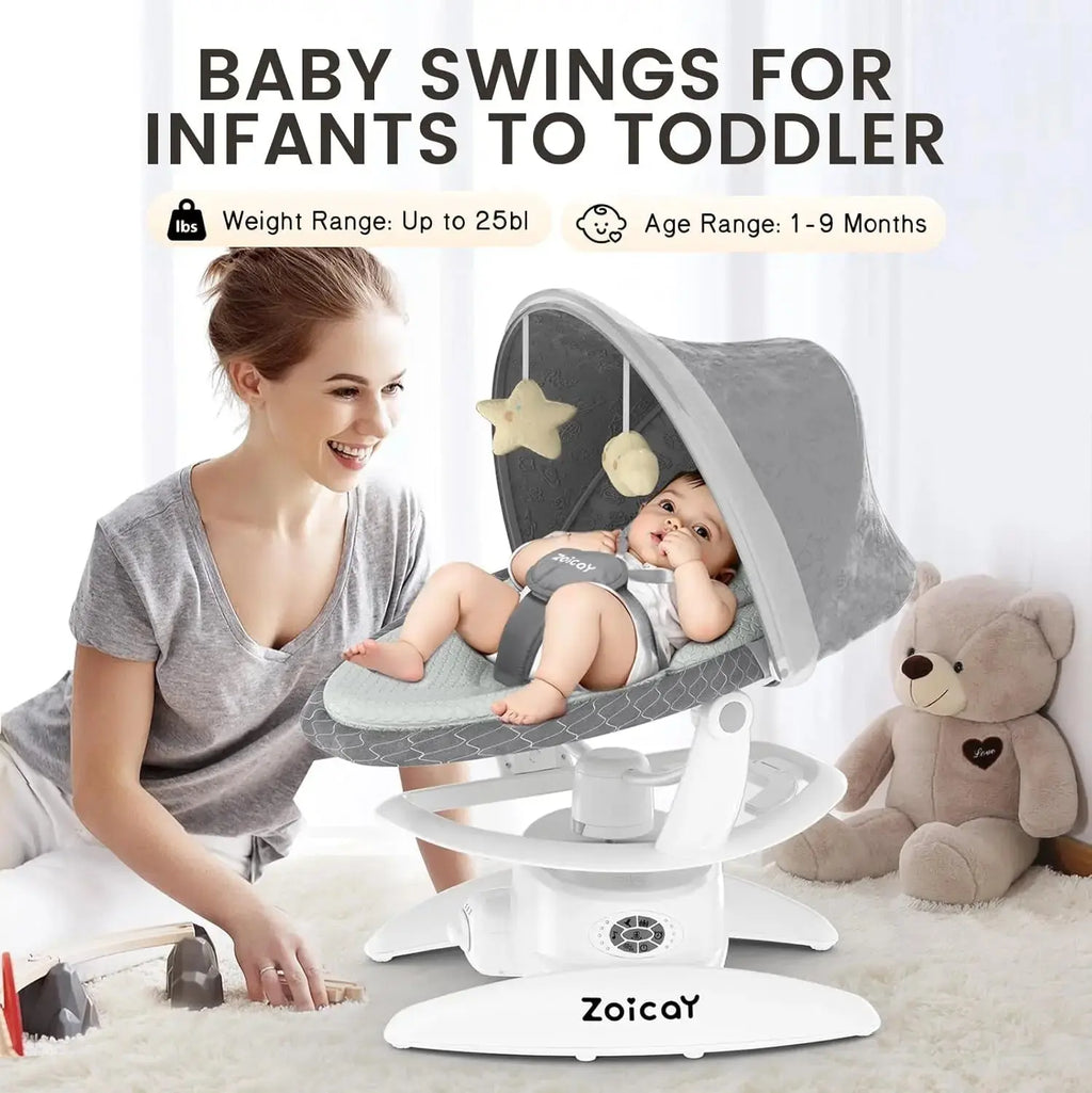 Baby Swing For Infants With Motion Detection, Electric Baby Swing With 3 Swing Modes, 12 Lullabies 5 - Speeds - LUXURY CLOTHESMy StoreBaby Swing For Infants With Motion Detection, Electric Baby Swing With 3 Swing Modes, 12 Lullabies 5 - Speeds My Store