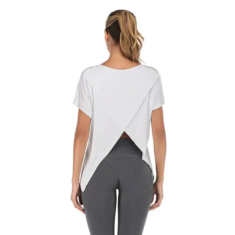 Chic Open Back V - Neck Tee for Women - LUXURY CLOTHESLuxe & ClothingChic Open Back V - Neck Tee for Women Luxe & Clothing