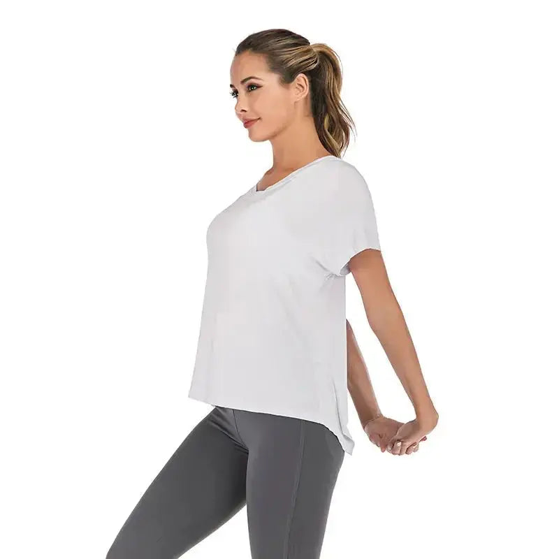 Chic Open Back V - Neck Tee for Women - LUXURY CLOTHESLuxe & ClothingChic Open Back V - Neck Tee for Women Luxe & Clothing