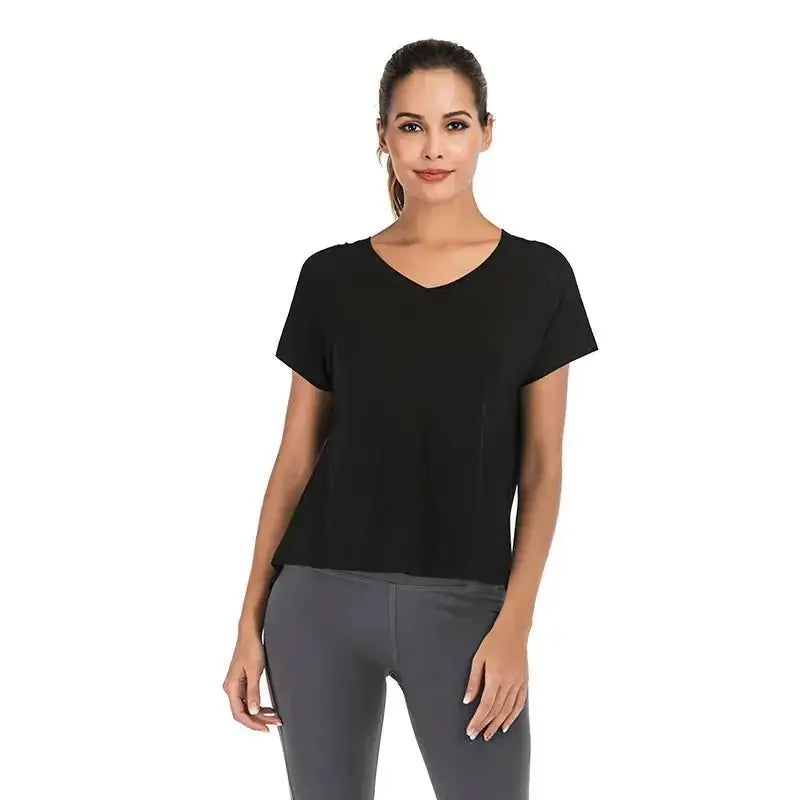 Chic Open Back V - Neck Tee for Women - LUXURY CLOTHESLuxe & ClothingChic Open Back V - Neck Tee for Women Luxe & Clothing