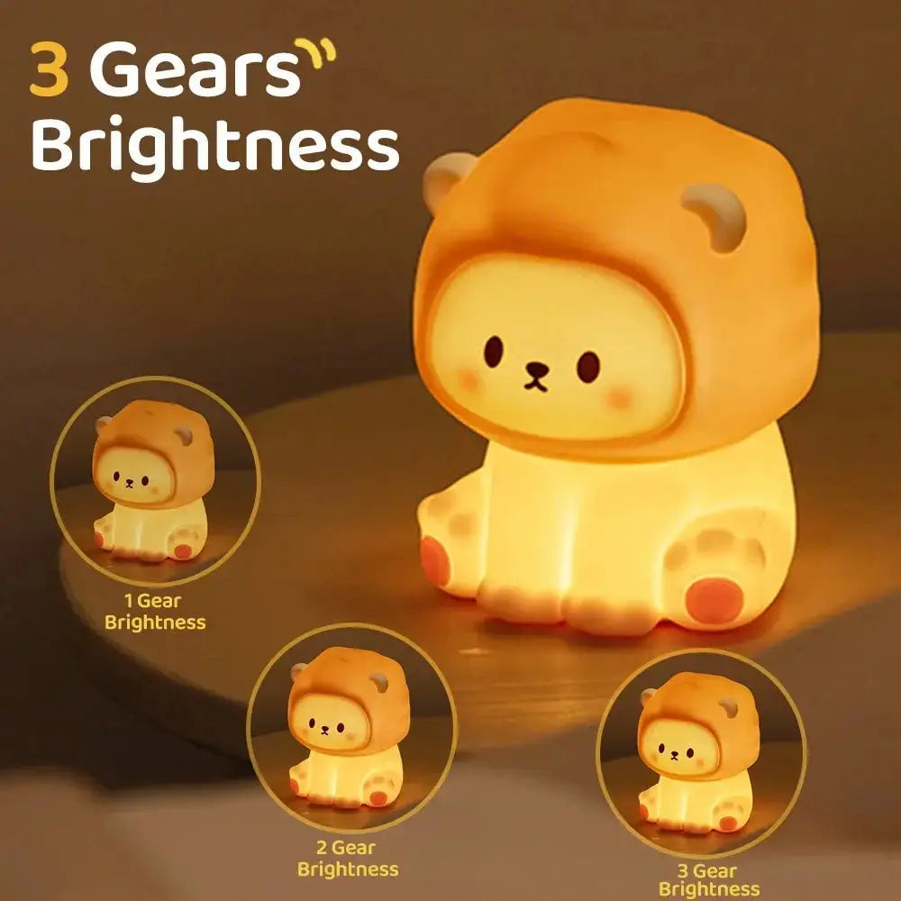 Cute Panda LED Night Lights Lion Silicone Sleeping Lamp USB Rechargeable Timing Bedside Baby Nightlights For Birthday Gift - LUXURY CLOTHESMy store Cute Panda LED Night Lights Lion Silicone Sleeping Lamp USB Rechargeable Timing Bedside Baby Nightlights For Birthday Gift My store