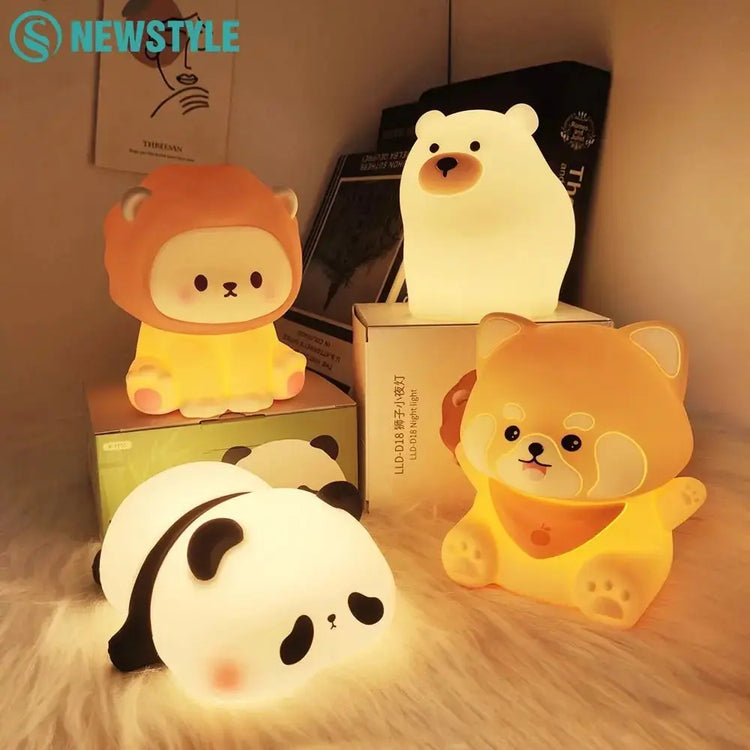 Cute Panda LED Night Lights Lion Silicone Sleeping Lamp USB Rechargeable Timing Bedside Baby Nightlights For Birthday Gift - LUXURY CLOTHESMy store Cute Panda LED Night Lights Lion Silicone Sleeping Lamp USB Rechargeable Timing Bedside Baby Nightlights For Birthday Gift My store