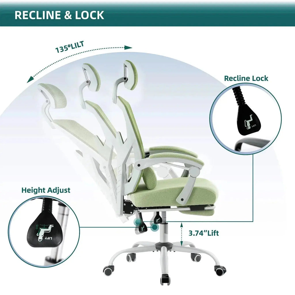 JHK Ergonomic Reclining High Back Mesh Living Room Rocking Gaming Chair Computer Desk Swivel Rolling Lumbar Support Pillow - LUXURY CLOTHESMy store JHK Ergonomic Reclining High Back Mesh Living Room Rocking Gaming Chair Computer Desk Swivel Rolling Lumbar Support Pillow My store