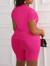 Orange Hollow Out Short Sleeve T-Shirt & Biker Shorts Set for Women, Casual Streetwear - LUXURY CLOTHESMy store Orange Hollow Out Short Sleeve T-Shirt & Biker Shorts Set for Women, Casual Streetwear My store