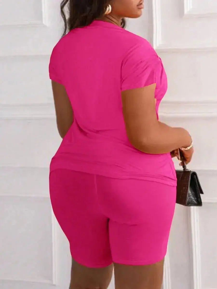 Orange Hollow Out Short Sleeve T-Shirt & Biker Shorts Set for Women, Casual Streetwear - LUXURY CLOTHESMy store Orange Hollow Out Short Sleeve T-Shirt & Biker Shorts Set for Women, Casual Streetwear My store