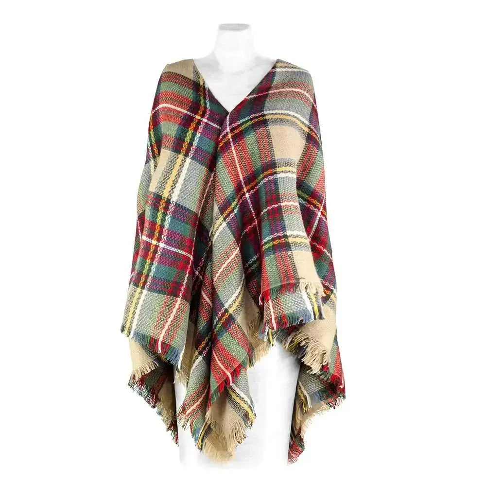 Plaid Ruana Wrap - LUXURY CLOTHESLuxe & ClothingPlaid Ruana Wrap Luxe & Clothing