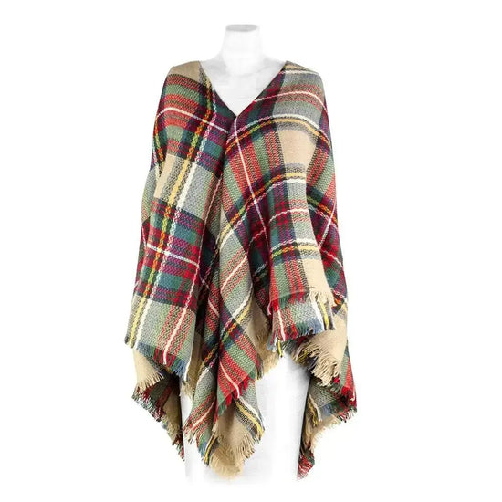 Plaid Ruana Wrap - LUXURY CLOTHESLuxe & ClothingPlaid Ruana Wrap Luxe & Clothing
