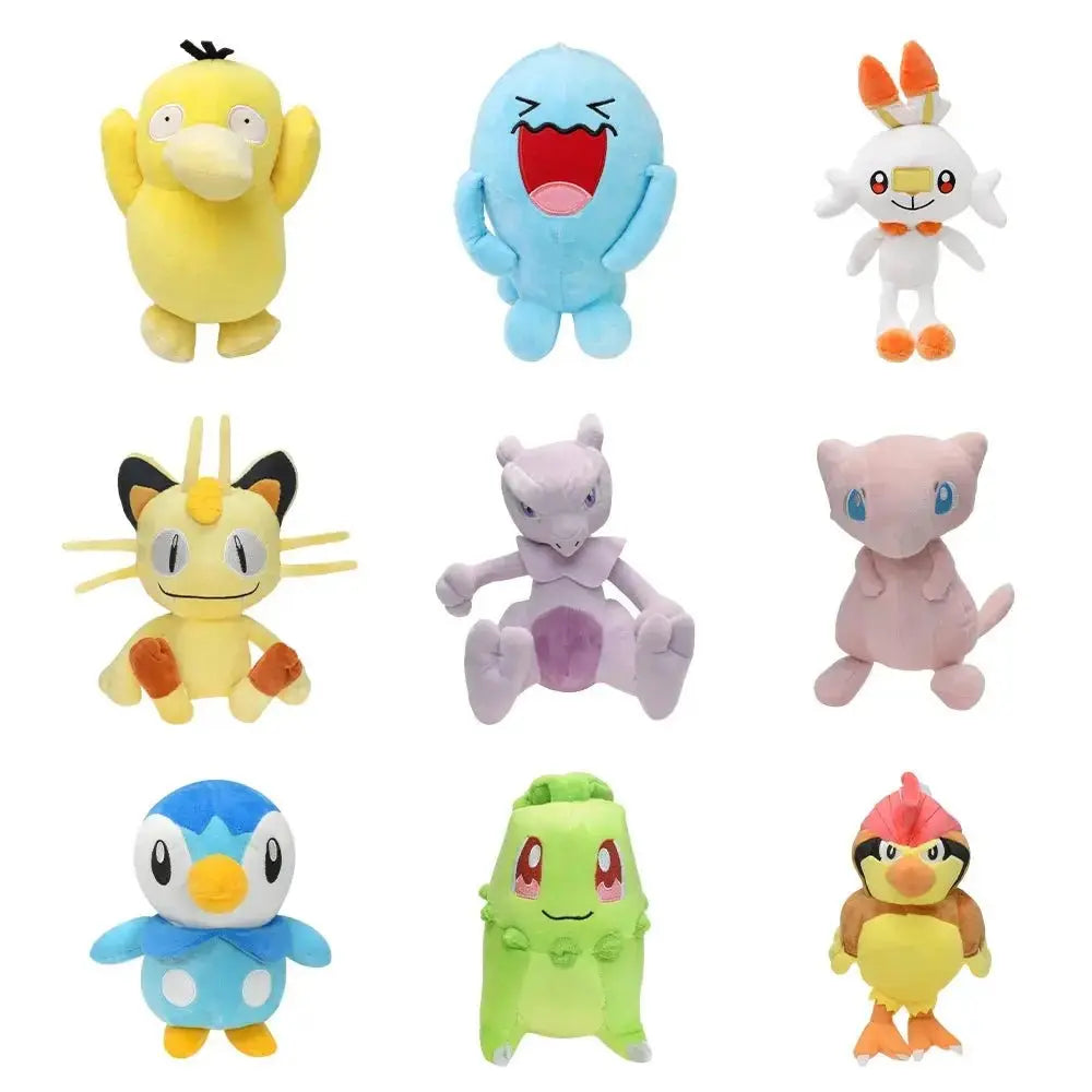 Psyduck Wobbuffet Scorbunny Meowth Mewtwo Mew Piplup Chikorita Pidgeotto Plush Toys Game for Collectible Gift,Soft Plushies - LUXURY CLOTHESMy store Psyduck Wobbuffet Scorbunny Meowth Mewtwo Mew Piplup Chikorita Pidgeotto Plush Toys Game for Collectible Gift,Soft Plushies My store