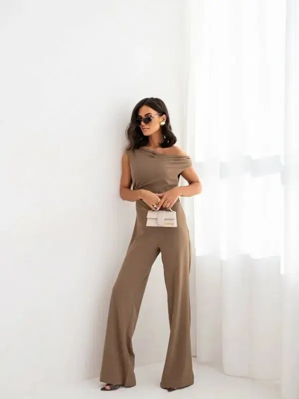 Sexy Jumpsuits For Women Falling Straps Business Rompers Elegant Straight Long Pants Rompers Fastened With A Zipper On The Side. - LUXURY CLOTHESMy store Sexy Jumpsuits For Women Falling Straps Business Rompers Elegant Straight Long Pants Rompers Fastened With A Zipper On The Side. My store