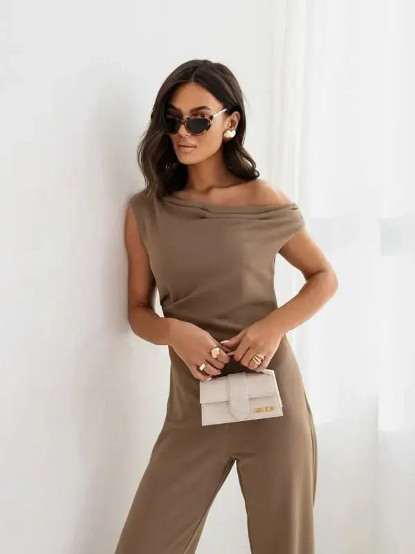 Sexy Jumpsuits For Women Falling Straps Business Rompers Elegant Straight Long Pants Rompers Fastened With A Zipper On The Side. - LUXURY CLOTHESMy store Sexy Jumpsuits For Women Falling Straps Business Rompers Elegant Straight Long Pants Rompers Fastened With A Zipper On The Side. My store