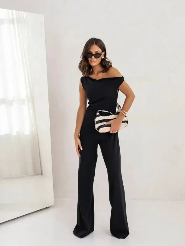Sexy Jumpsuits For Women Falling Straps Business Rompers Elegant Straight Long Pants Rompers Fastened With A Zipper On The Side. - LUXURY CLOTHESMy store Sexy Jumpsuits For Women Falling Straps Business Rompers Elegant Straight Long Pants Rompers Fastened With A Zipper On The Side. My store