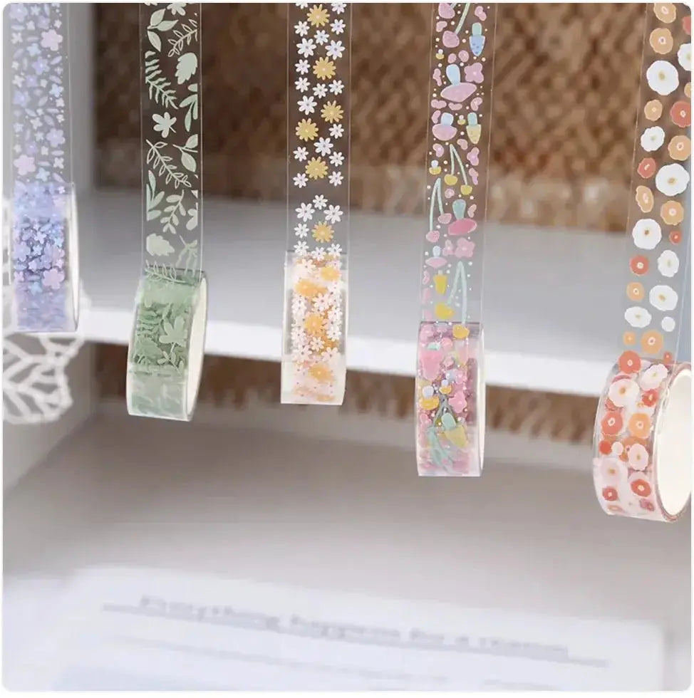 Transparent Floral Pet Sticker Tape for Journals and Crafts - LUXURY CLOTHESLuxe & ClothingTransparent Floral Pet Sticker Tape for Journals and Crafts Luxe & Clothing