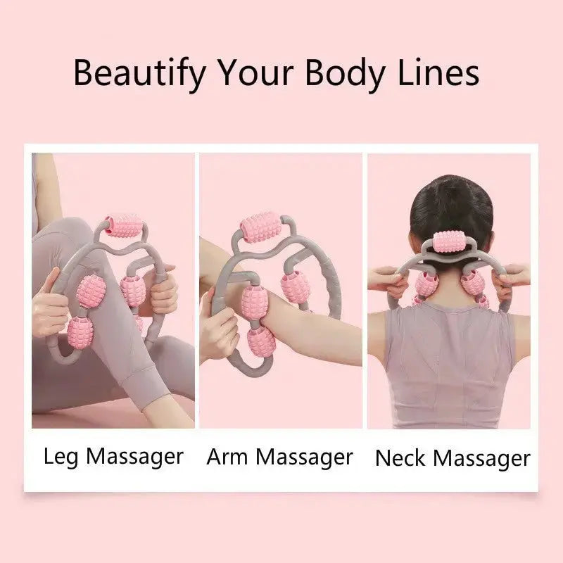 U Shape Trigger Point Massage Roller Full Body Massage Tool Arm Leg Neck Muscle Massager 4 Wheels Fitness Device For Sports - LUXURY CLOTHESMy store U Shape Trigger Point Massage Roller Full Body Massage Tool Arm Leg Neck Muscle Massager 4 Wheels Fitness Device For Sports My store