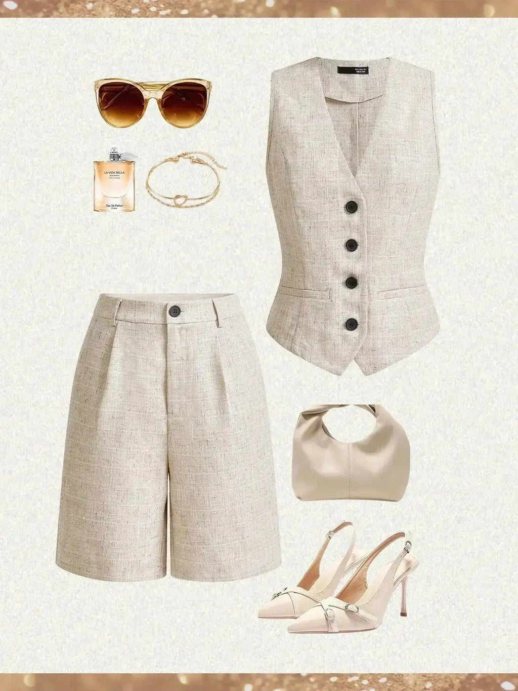 Women's Sleeveless Button - Up Vest & Shorts Set, Business Casual Outfit for Work or Daily Wear - LUXURY CLOTHESMy store Women's Sleeveless Button - Up Vest & Shorts Set, Business Casual Outfit for Work or Daily Wear My store