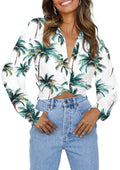 Zeagoo Floral V - Neck Twisted Hem Crop Blouse - LUXURY CLOTHESLuxe & ClothingZeagoo Floral V - Neck Twisted Hem Crop Blouse Luxe & Clothing